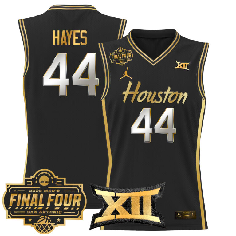 Men Houston Cougars #44 Hayes black 2025 Final Four Patch NCAA Jersey